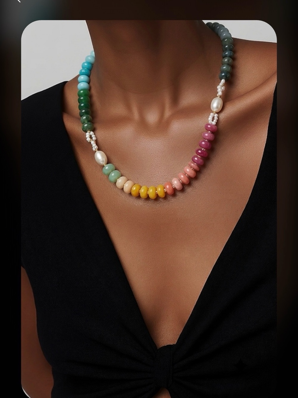 Multicolor Beaded Women's Necklace - Vibrant Rainbow Fashion Jewelry